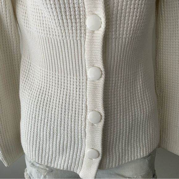 Unlisted Shawl Collar Waffle Knit Button Down Cardigan Sweater White Size Medium - Picture 7 of 8